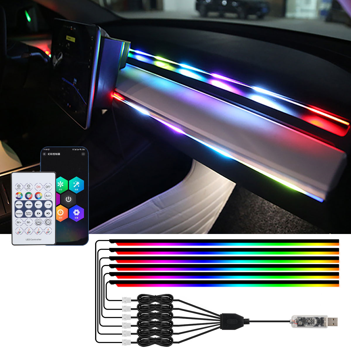 Led El Wire - 6/10 in 1 Car Led Ambient
