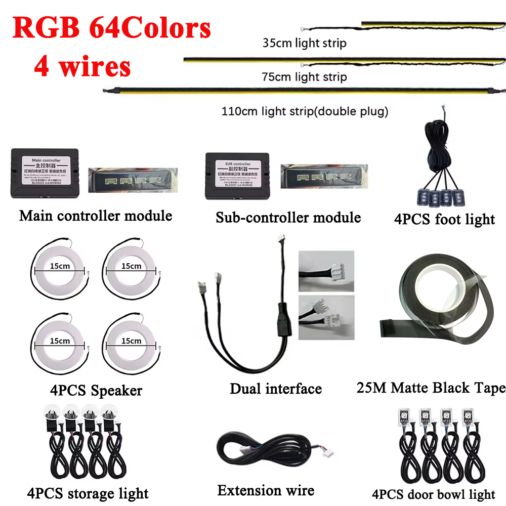 RGB 64 Colors LED Car Ambient  - Led El Wire recensione e prezzo